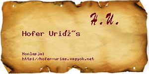 Hofer Uriás névjegykártya